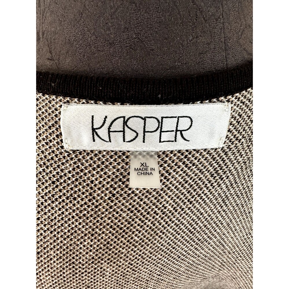 Kasper Women's Sweater Open Front Cardigan Colorblock Black & Tan - Picture 6 of 8